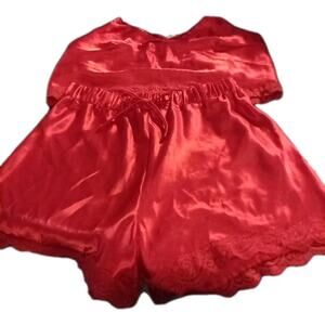 Just Sexy Lingerie 2 Pc. Set Shorts Top Red Sz. Med.